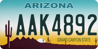 AZ license plate AAK4892