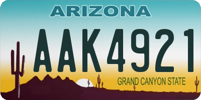 AZ license plate AAK4921
