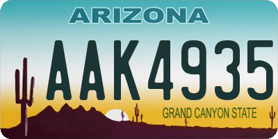 AZ license plate AAK4935