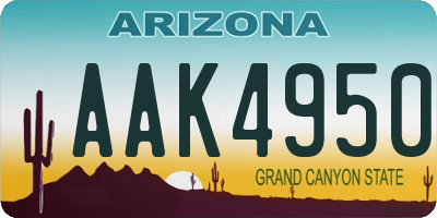 AZ license plate AAK4950
