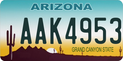 AZ license plate AAK4953