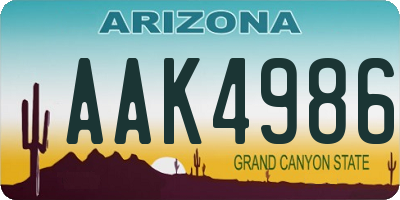 AZ license plate AAK4986