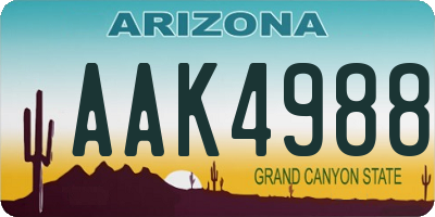 AZ license plate AAK4988
