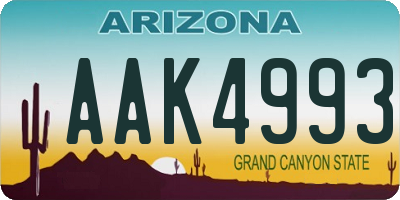 AZ license plate AAK4993