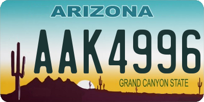 AZ license plate AAK4996