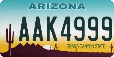 AZ license plate AAK4999