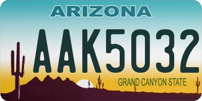 AZ license plate AAK5032