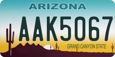 AZ license plate AAK5067