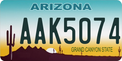 AZ license plate AAK5074