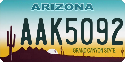 AZ license plate AAK5092