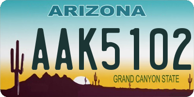 AZ license plate AAK5102