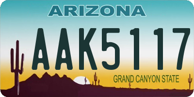 AZ license plate AAK5117
