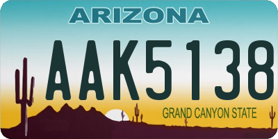 AZ license plate AAK5138