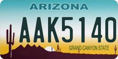 AZ license plate AAK5140