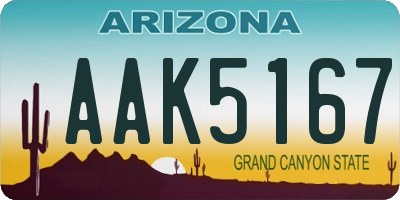 AZ license plate AAK5167