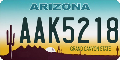 AZ license plate AAK5218