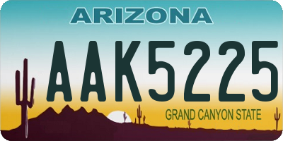 AZ license plate AAK5225