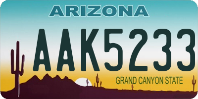 AZ license plate AAK5233