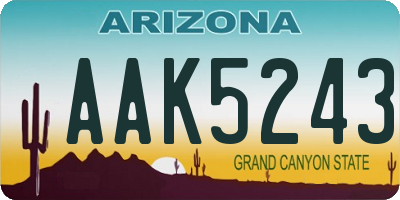 AZ license plate AAK5243