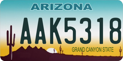 AZ license plate AAK5318