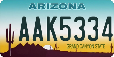 AZ license plate AAK5334