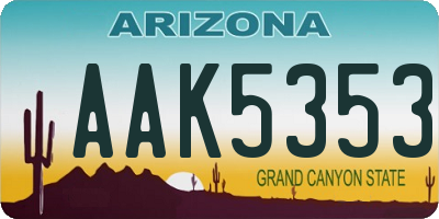 AZ license plate AAK5353