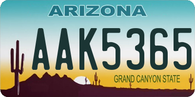 AZ license plate AAK5365