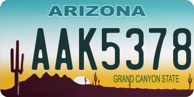 AZ license plate AAK5378