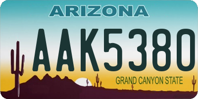 AZ license plate AAK5380