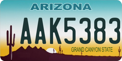 AZ license plate AAK5383