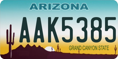 AZ license plate AAK5385