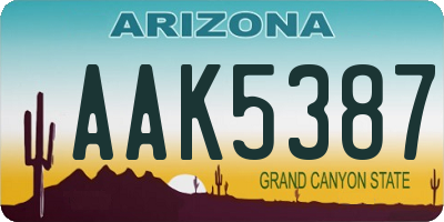 AZ license plate AAK5387