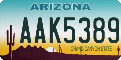 AZ license plate AAK5389
