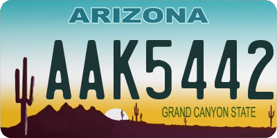 AZ license plate AAK5442