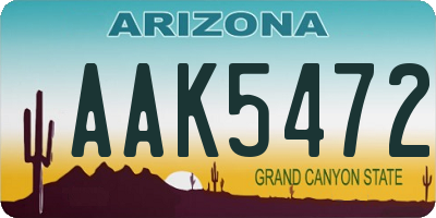 AZ license plate AAK5472