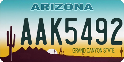 AZ license plate AAK5492