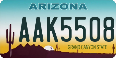AZ license plate AAK5508