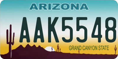 AZ license plate AAK5548