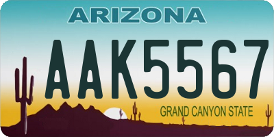 AZ license plate AAK5567