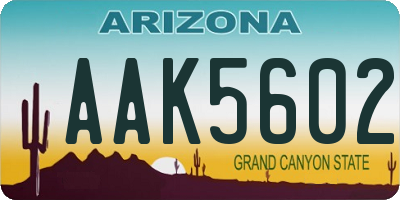 AZ license plate AAK5602
