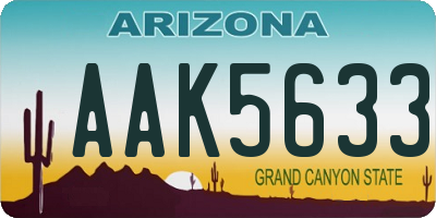 AZ license plate AAK5633