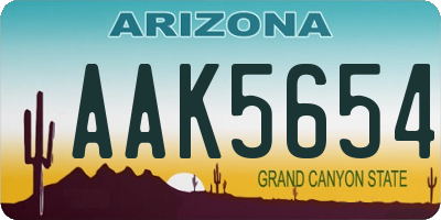 AZ license plate AAK5654
