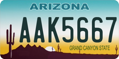 AZ license plate AAK5667