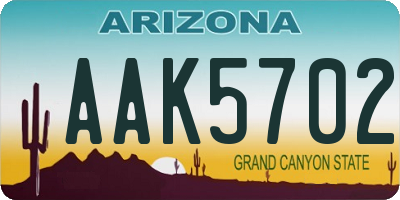 AZ license plate AAK5702
