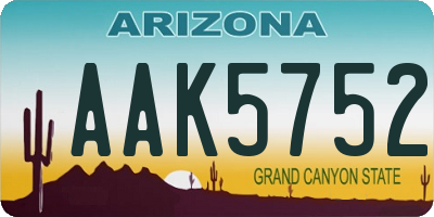 AZ license plate AAK5752