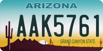 AZ license plate AAK5761