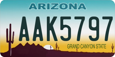 AZ license plate AAK5797
