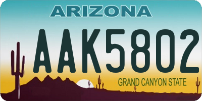 AZ license plate AAK5802