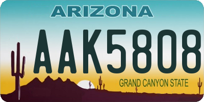 AZ license plate AAK5808