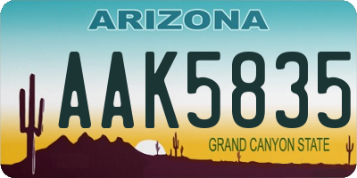 AZ license plate AAK5835